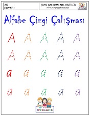 okul öncesi harfler çizgi çalışması